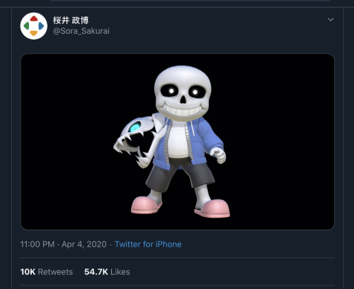 evenmywordsare:so sakurai tweeted this random picture of the sans mii fighter with no comment or con