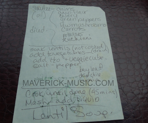 harrisonstories:  1990 George Harrison’s Lentil Soup Recipe &amp; Hand Doodle Two sided Ge