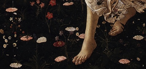 morisots:Primavera (details) by Sandro Botticelli (1445-1510), 1477-82, tempera on panel
