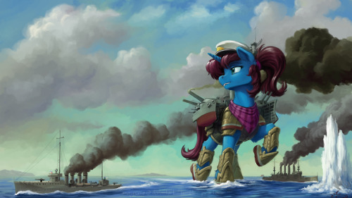 amarynceus: Commission for Railphotos of his OC Southern Belle kitted up as one of those battleship ponies.  Thanks for your patience and sorry for taking so long! I’ve also reposted the piece it’s intended to go with, of Higherarch’s OC Altus