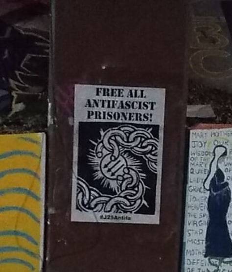 Posters seen around Atlanta, Georgia for the International Day of Solidarity with Antifascist Prison