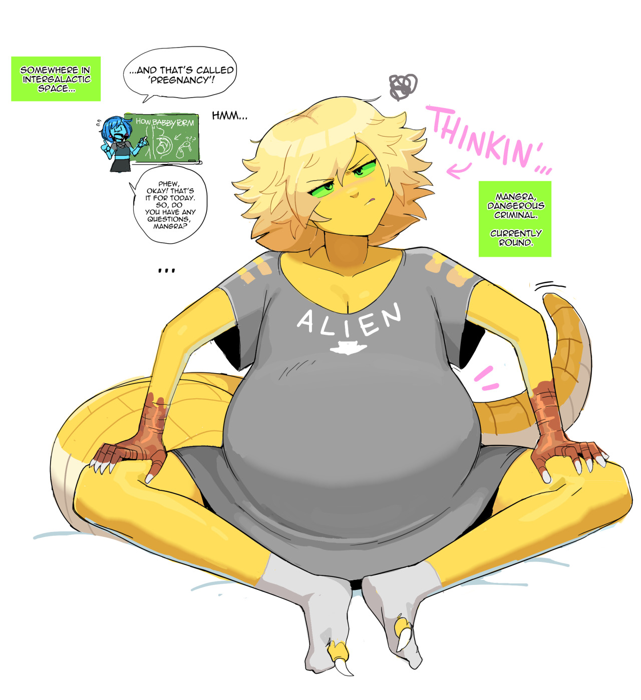 it’s taken almost 9 months to explain this to her...Patreon #how is babby formed  #sometimes your weird space lizard gets preggd  #it happens ok