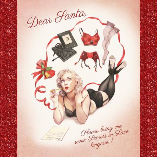 By request, the design itself for @secretsinlace lingerie brand christmas card, featured in my SIL c