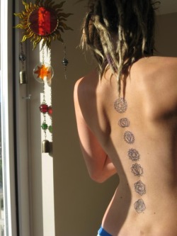 ayurnamatt:  Chakra spine tattoo, I love