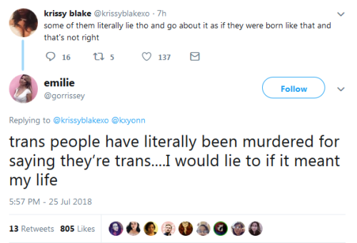 kimreesesdaughter: somewhatvellum: godless-faith: systlin: neshtasplace: whyyoustabbedme: smh Trans 