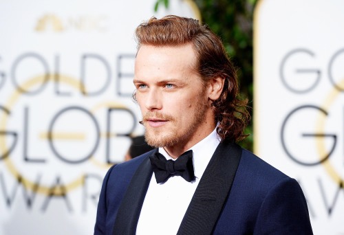 youwerethereforme: Sam Heughan &amp; Caitriona Balfe attend the 73rd Annual Golden Globe Awards 
