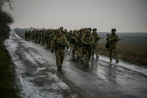 Marching of Azov regiment soldiers.