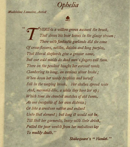 Madeleine Lemaire (1845-1928), ‘Ophelia’, “Character Sketches of Romance, Fiction 