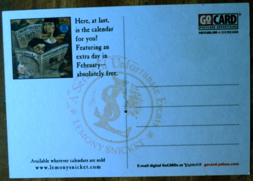 thesnicketfile: ASoUE Calendar promo postcard Photo © Meredith Heuer
