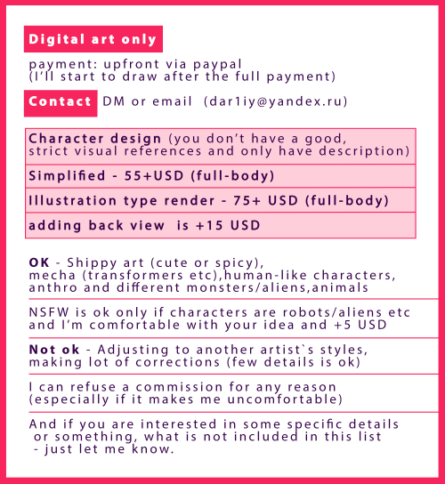 dariiy:★ COMMISSION INFO! ★ ★ Slots are not limited,I’ll just put you in queue ★ please check 