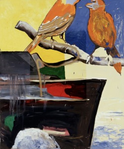 terminusantequem: Martin Kippenberger (German, 1953-1997) &amp; Albert Oehlen (German, b. 1954), Untitled (Krieg böse), 1991. Oil on canvas, 240.0 x 200.0 cm
