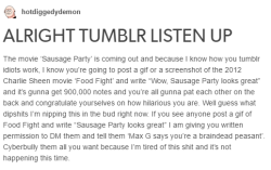 gothdolphin:   mi0da:  imagine actually being upset about people making fun of sausage party     i fixed it   This guy seems like a massive asshole omg