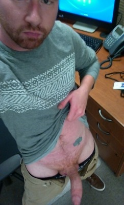 dirtyzdogz:  mrgingerscruff:  Everyone but me left the office early to get a head start on the Thanksgiving holiday, and I’m here with my dick out.  Mmmm  Next time call me 