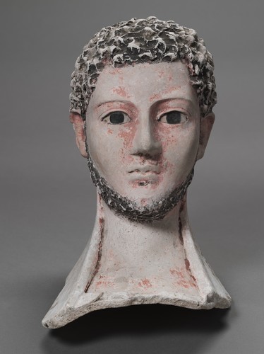 harvard-art-museums-sculpture:Mummy Mask of a Man, early 3rd century CE, HAM: SculptureHarvard Art M