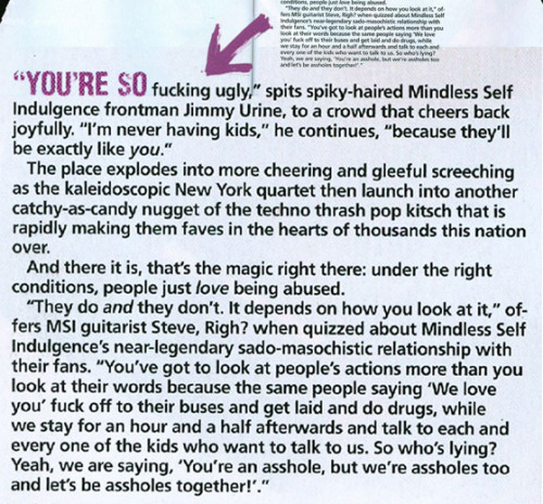 yippieskip:  mindlessarchives:     KERRANG! - JULY 2008  » Right click + View Image to read at actual size            LOVE  MSI has been one of my favourite bands since high school. I had the opportunity to meet them after a show, and they are the most