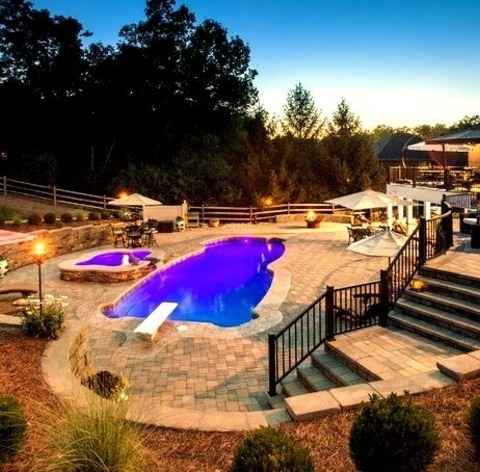 Hot Tub Pool CincinnatiHot Tub - Huge Transitional Backyard Stone And Custom-shaped Natural Hot Tub Idea