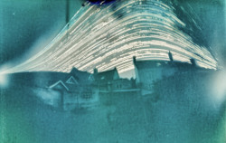 photojojo:  Inspired by a pinhole workshop taught by Justin Quinnell, Matt Bigwood made these 6-month-long exposures using a beer can pinhole camera. You can see his setup above which entailed placing 5”x7” photo paper inside the can and taping it