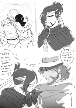 jin-nyeh: So i have this dumb Mccree/Talon!Hanzo AU thing going on in my head that’s loosely based off  this vocaloid song In the AU,  Mccree and Hanzo were young lovers. Talon killed Hanzo or so the cowboy thought. Present day Mccree developing a