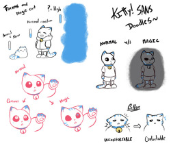 owosa:  Since I can’t draw for a while, was looking in my files and found this. This one was done in a stream, but I never uploaded here. So here you have it, some things about kitty!sans and his design uvu 