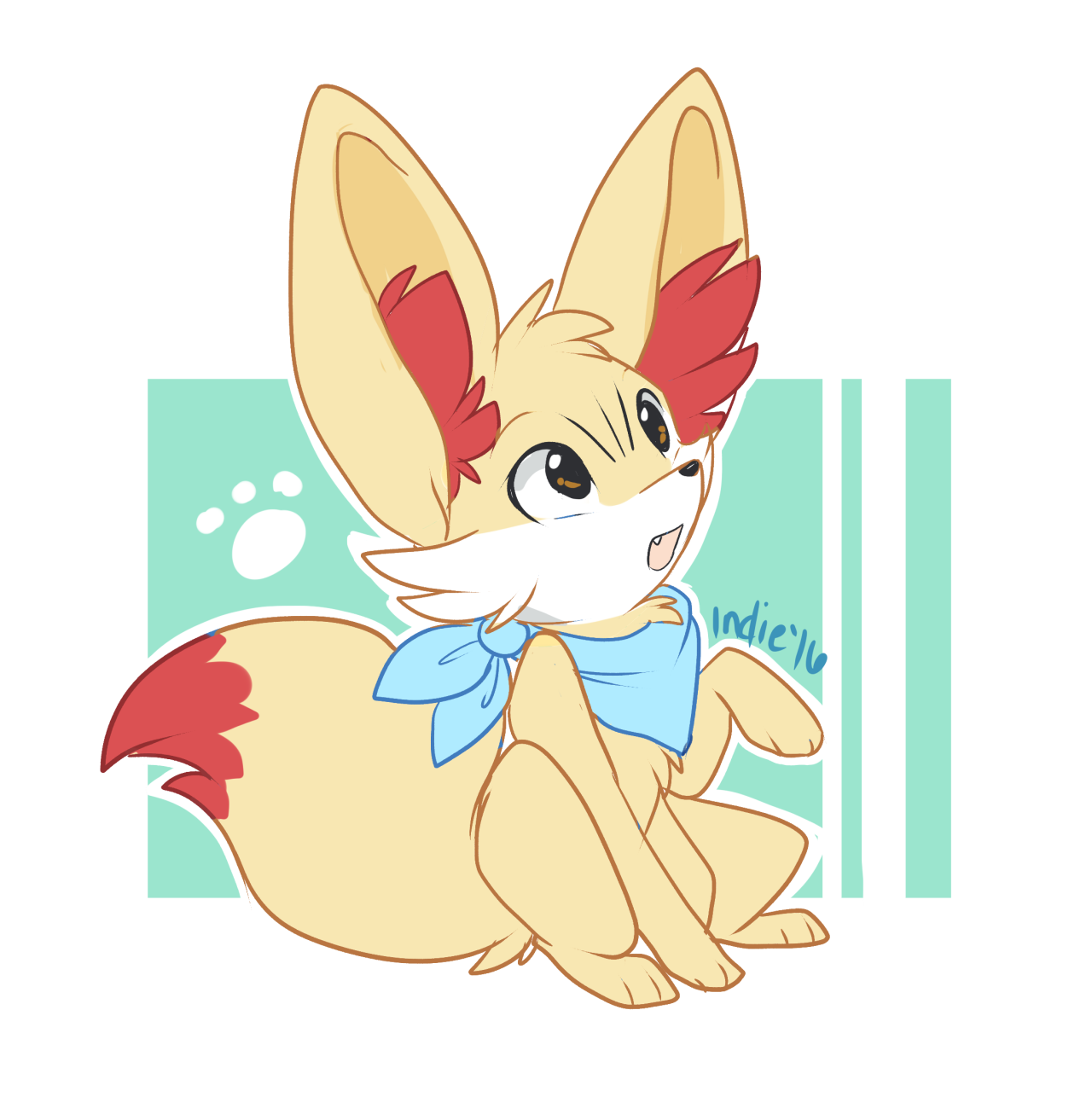 indiefoxtail:#5 I couldn’t draw vocaloids so I doodled a fennekin&lt;3