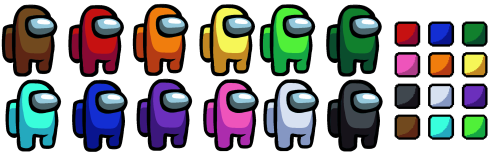 Among Us Characters And The Colour Pallet For Easier Charecter Custumisation Or Colour Reference For