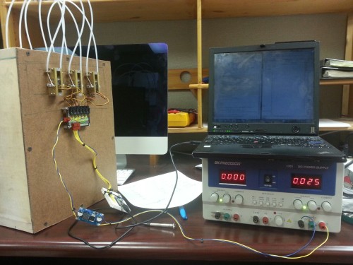 Testing! I need to have some base performance metrics to base the next phase of my design with, and something to test my control algorithms on, so I built this useless looking wooden box. I also wrote some control software in Matlab to remove non-linearit