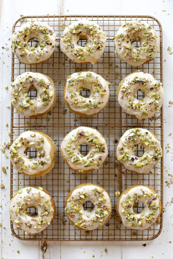 sweetoothgirl:    Baked Brown Butter and Pistachio Doughnuts