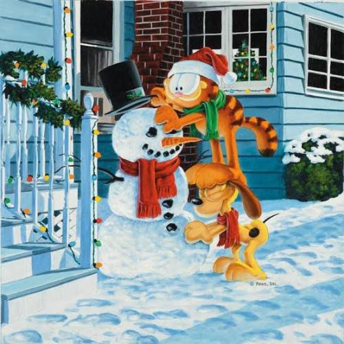 At The Moment It Is Currently This Very Beautifully Painted Christmas Garfield Background With Garf Decorating