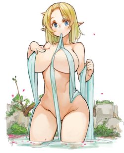 lewdest-lounge:   水浴びハーフエルフさん