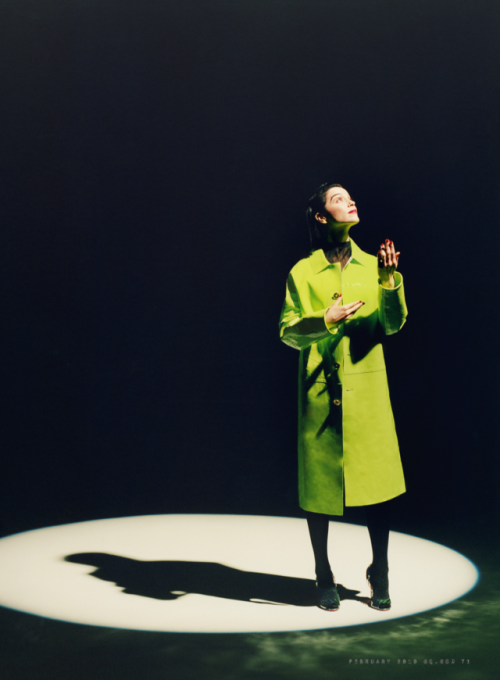 artfulfashion: St. Vincent wearing a coat by Versace Mens, GQ Magazine US, February 2019; photograph