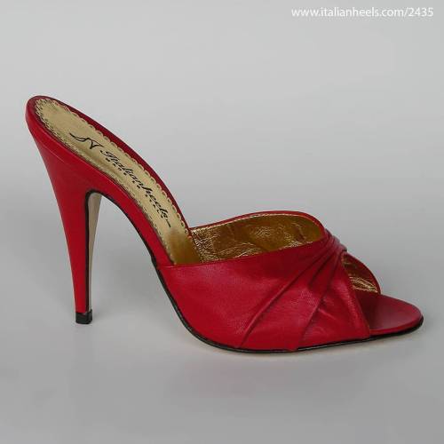 Red matt leather 4inch high heels mule slippers www.Italianheels.com/2435 #highheels #heels #italian