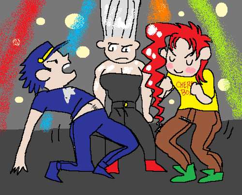 problemstudentpuddin:   Polnareff can’t believe his friends don’t know how to club.  I love the spray paint tool CLUB