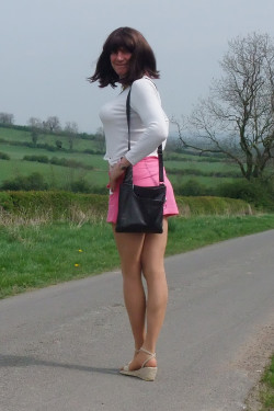 vickitv:   	Pink skirt with a Radley bag