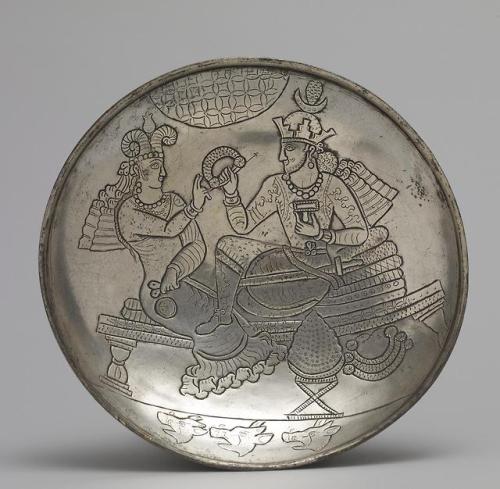 historyarchaeologyartefacts: Persian king on silver plate, 6th century Sassanid dynasty. [1800 x 176