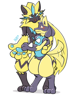 lock-wolf:  lock-wolf:  woah look at those beans  I’ve been drawing their sizes wrong until now I forgot lucario is a fucking shorty  x3!