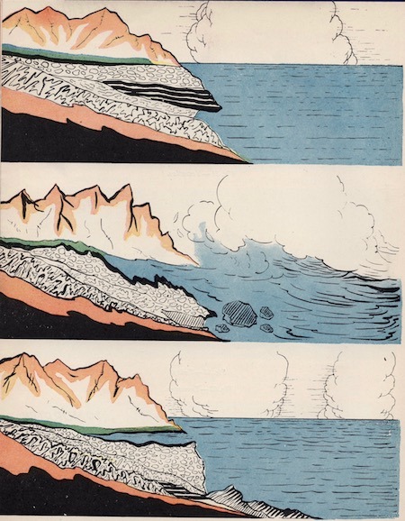 nemfrog:“How a tectronic earthquake may alter a coastline.” Children’s science book. 1947. 