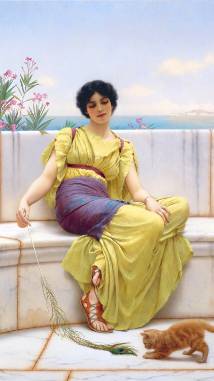 John William Godward (1861 - 1922)A Fair ReflectionIdlenessUnder the Blossom that Hangs on the Bough