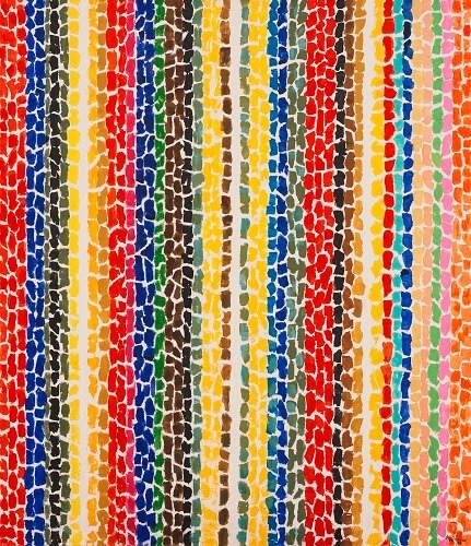 nobrashfestivity:Alma Thomas, Breeze Rustling Through Fall Flowers, Acrylic on Canvas, 58 7/8″ x 50″, 1968. 