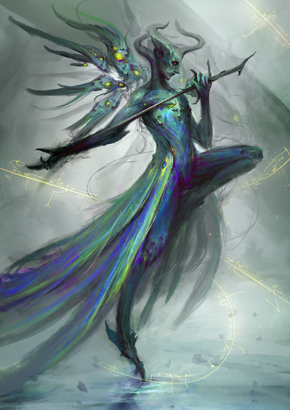 thedurrrrian:  Peacock man-demon! 64 more to go