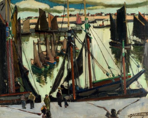 Le port d'Ostende  , The Port of Ostend   -   Médard Verburgh, 1924Belgian 1886-1957Oil on canvas, 8