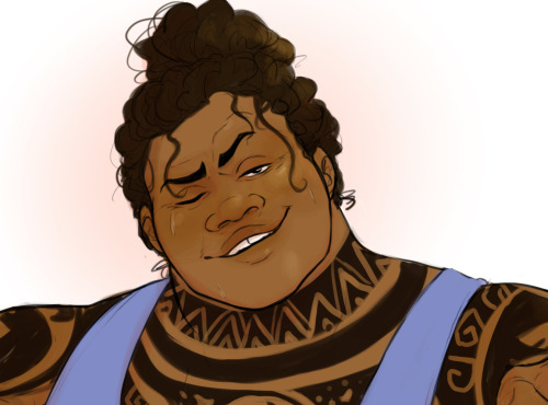 magraithepeachyguyart:My end of an art/fic trade with @lovelovemauilove who wanted Maui in a strongm