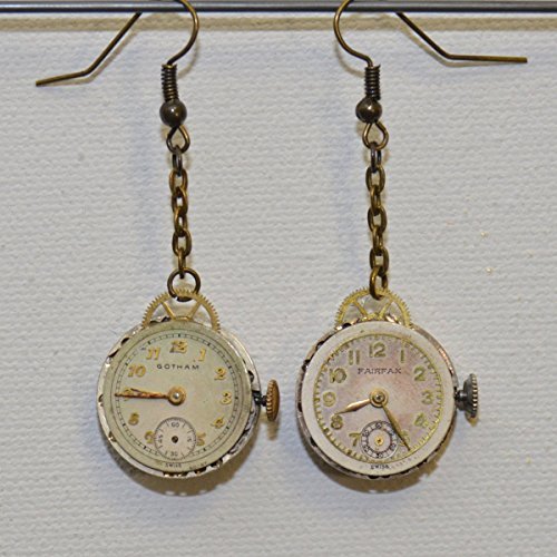 Earrings: Vintage watch with crystals (capri blue) and dial https://ift.tt/3zPt5UL