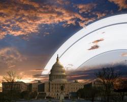 sixpenceee:  This is what Washington DC would look like if Earth had Saturn’s rings.