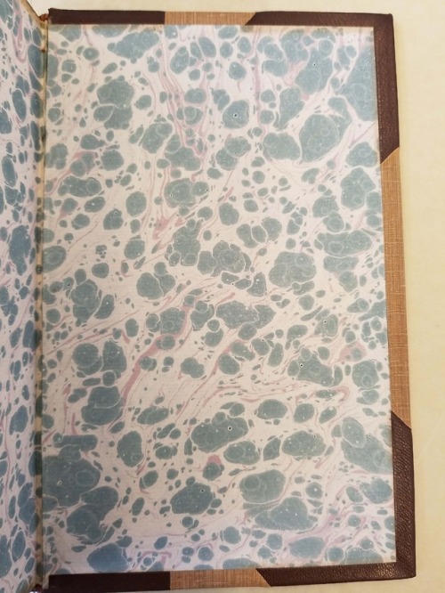 Variation in marbling pattern between front and back pastedownsFrom: Cowell, John (Nurseryman). A tr