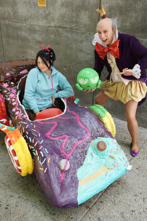 Me as Vanellope and Chad as King Candy!The Kart and costumes were handmade by me.  Sour Bill was mad
