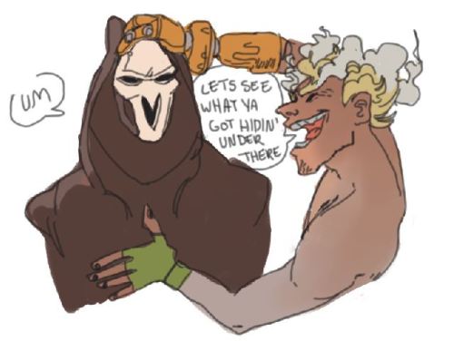 kawaiisideboob:doodles from today of reaper being fucking stupid