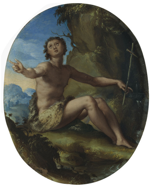 Alessandro Allori, Saint John the Baptist in the Wilderness, after 1560. Oil on copper, 15.2 x 12.4 