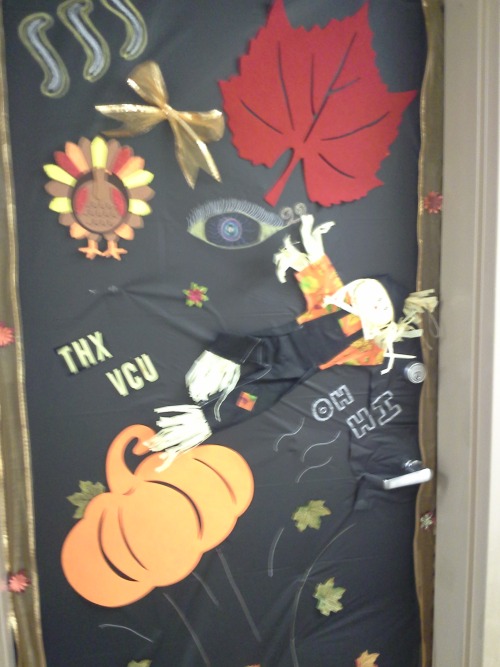 theabbatar:  so my apartment building is having a contest to see who can have the best door decorations for halloween and here’s our competition:      here’s me and my roommate’s door  we gon win 