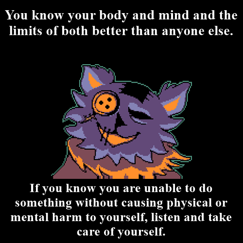 Text reads: You know your body and mind and the limits of both better than anyone else. If you know 