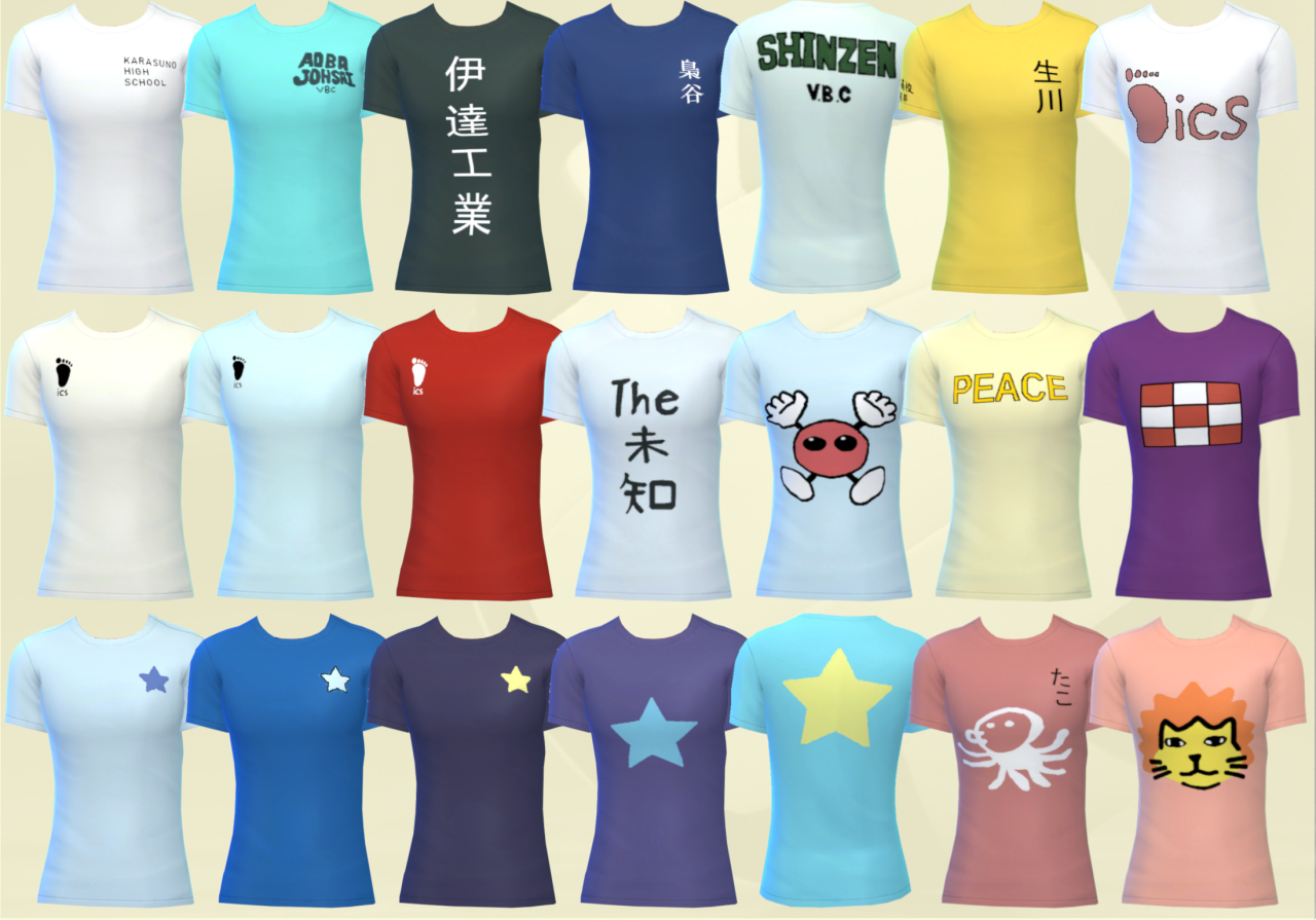 Maxis Match CC World — Sims 4 Haikyuu Printed T-shirts